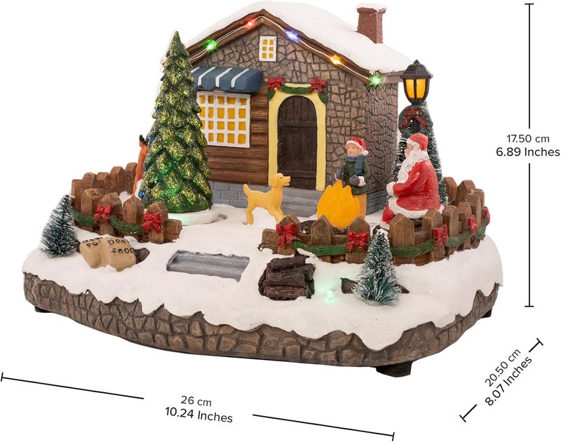 FG Square Christmas Village Animated Santa's Getaway | Christmas House Collection Accessories Figurines for Decorations and Gift | Motion and Sound with Multicolor LED Lights - Image 4